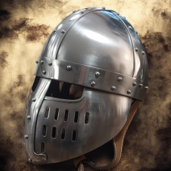 Normannischer Spangenhelm mit Gesichtsschutz – Schaukampfhelm aus 1,6 mm Stahl - Bild 2
