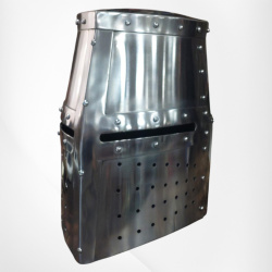 Großer Helm des 13. Jahrhunderts – Topfhelm aus 1,6 mm Stahl mit Lederinlay - Bild 1