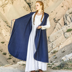 Wickelkleid „Gerlin“ – blaues Überkleid mit Kapuze - Bild 4