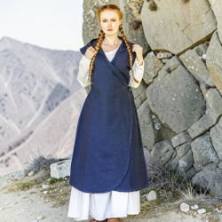 Wickelkleid „Gerlin“ – blaues Überkleid mit Kapuze - Bild 1