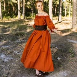 Bodenlanges Kurzarmkleid „Melisande“ – rostfarbenes Mittelalterkleid - Bild 2