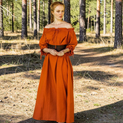 Bodenlanges Kurzarmkleid „Melisande“ – rostfarbenes Mittelalterkleid - Bild 1