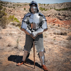 Gotische Beinschienen mit Kniekacheln – 1,6 mm Stahl, poliert (Paar) - Bild 5