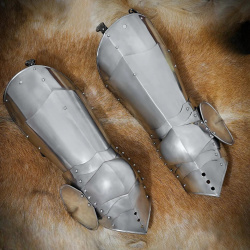 Gotische Beinschienen mit Kniekacheln – 1,6 mm Stahl, poliert (Paar) - Bild 2