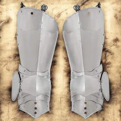 Gotische Beinschienen mit Kniekacheln – 1,6 mm Stahl, poliert (Paar) - Bild 7