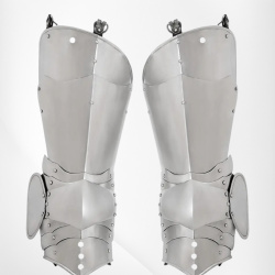 Gotische Beinschienen mit Kniekacheln – 1,6 mm Stahl, poliert (Paar) - Bild 1