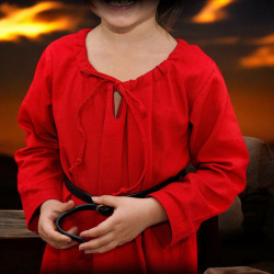 Kinder Mittelalterkleid „Maiden“ Rot – Baumwollkleid mit Schnürkragen - Bild 4
