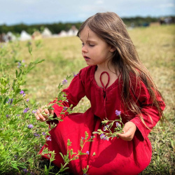Kinder Mittelalterkleid „Maiden“ Rot – Baumwollkleid mit Schnürkragen - Bild 6
