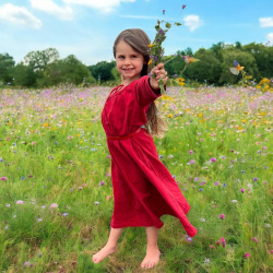 Kinder Mittelalterkleid „Maiden“ Rot – Baumwollkleid mit Schnürkragen - Bild 3