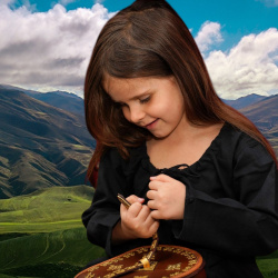 Kinder Mittelalterkleid „Maiden“ Schwarz – Baumwollkleid mit Schnürkragen - Bild 3