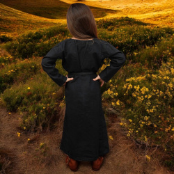 Kinder Mittelalterkleid „Maiden“ Schwarz – Baumwollkleid mit Schnürkragen - Bild 2
