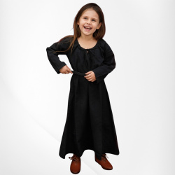 Kinder Mittelalterkleid „Maiden“ Schwarz – Baumwollkleid mit Schnürkragen - Bild 1