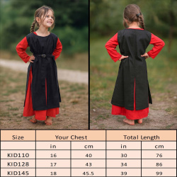 Kinder Wappenrock / Waffenrock „Tabard“ – schwarz, Baumwolle - Bild 5