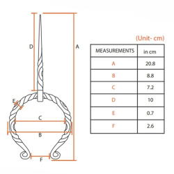 Mittelalterliche Fibel tordiert – handgeschmiedete Eisenfibel mit eingerollten Enden - Bild 3
