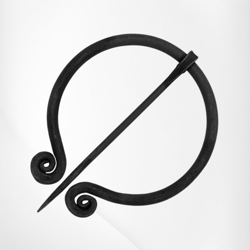 Mittelalterliche Fibel mit Spiralenden – handgeschmiedete Eisenfibel - Bild 1