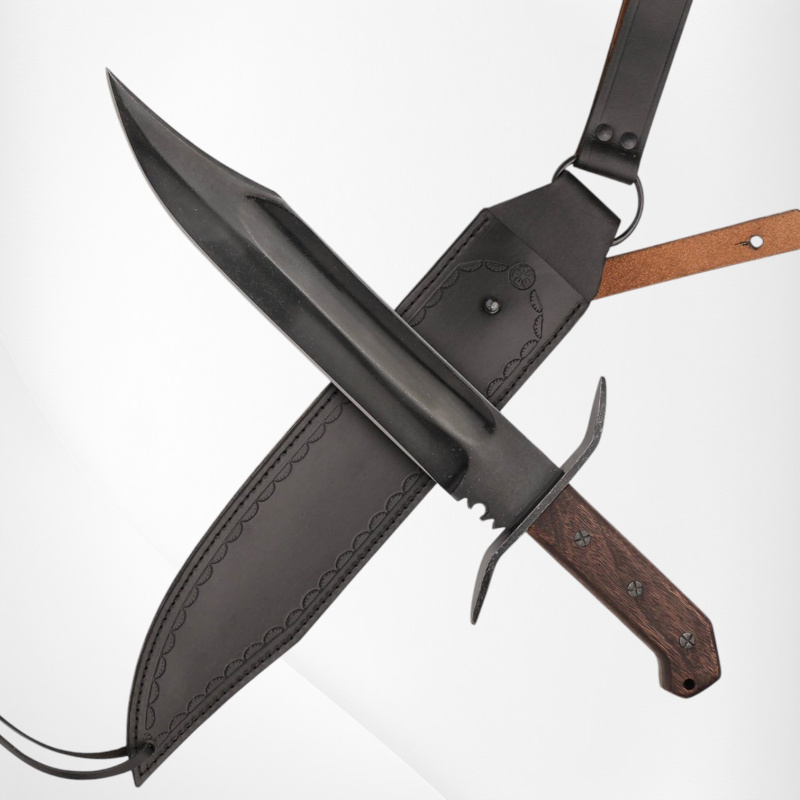 BattleCry Bowie Messer – 450 mm, 1065 Carbonstahl mit Lederscheide (Windlass) - Bild 1