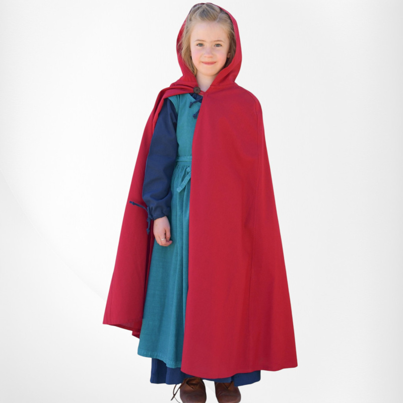Kinder Mittelalter Umhang „Paul“ – rot, mit Kapuze - Bild 1