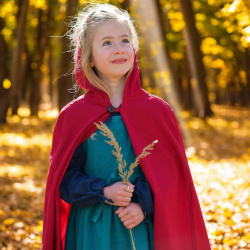 Kinder Mittelalter Umhang „Paul“ – rot, mit Kapuze - Bild 2