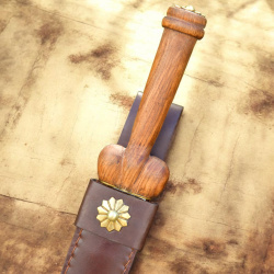 Hodendolch / Nierendolch mit Lederscheide – spätmittelalterlicher Dolch aus Karbonstahl - Bild 3