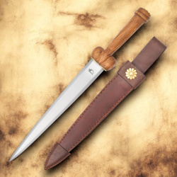 Hodendolch / Nierendolch mit Lederscheide – spätmittelalterlicher Dolch aus Karbonstahl - Bild 6