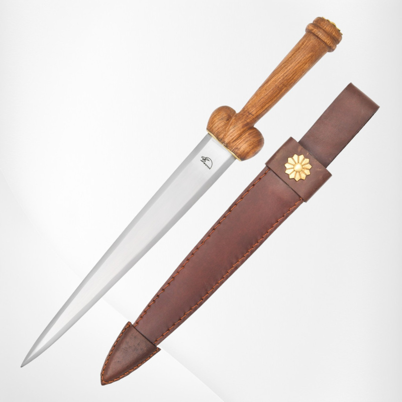 Hodendolch / Nierendolch mit Lederscheide – spätmittelalterlicher Dolch aus Karbonstahl - Bild 1