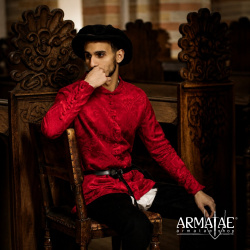 Cotehardie Rodrigo – spätmittelalterliche Jacke aus Brokat auf https://armatae.shop - Bild 5