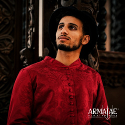 Cotehardie Rodrigo – spätmittelalterliche Jacke aus Brokat auf https://armatae.shop - Bild 6