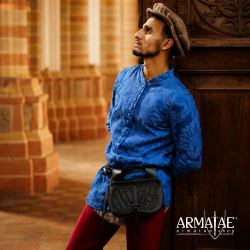 Cotehardie Rodrigo – spätmittelalterliche Jacke aus Brokat blau auf https://armatae.shop - Bild 3