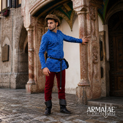 Cotehardie Rodrigo – spätmittelalterliche Jacke aus Brokat blau auf https://armatae.shop - Bild 7