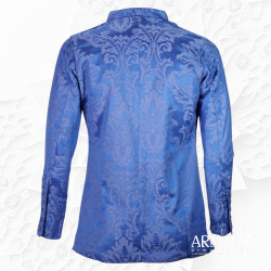 Cotehardie Rodrigo – spätmittelalterliche Jacke aus Brokat blau auf https://armatae.shop - Bild 2