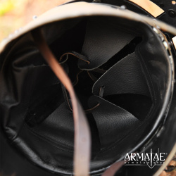 Topfhelm mit klappbarem Visier – 1,6 mm Stahl, Antikfinish - Bild 8