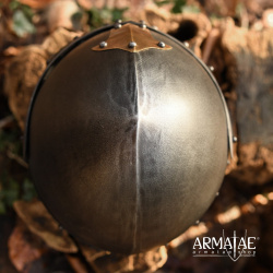 Topfhelm mit klappbarem Visier – 1,6 mm Stahl, Antikfinish - Bild 4