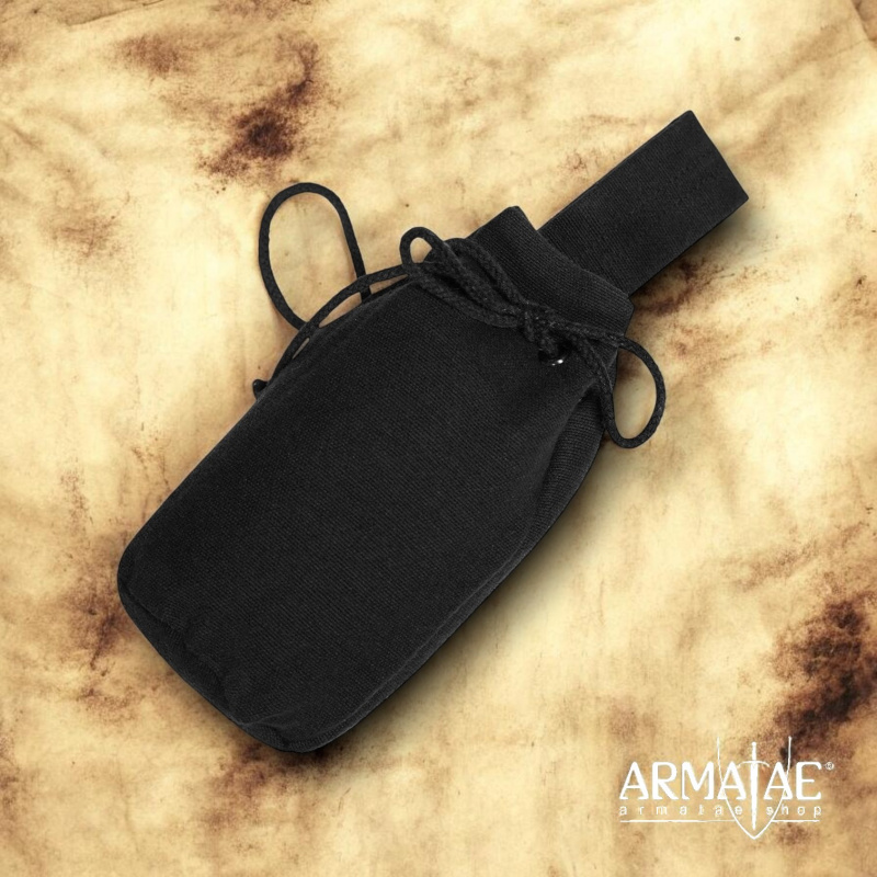 Mittelalterliche Baumwoll-Gürteltasche mit Kordelzug – Schwarz, Braun oder Grau-Bild 2