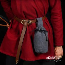 Mittelalterliche Baumwoll-Gürteltasche mit Kordelzug – Schwarz, Braun oder Grau-Bild 5