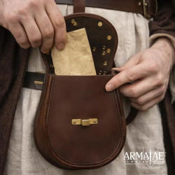 Wikinger Birka Tasche aus Leder – historische Ledertasche mit Messingbeschlägen - Bild 3