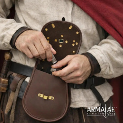 Wikinger Birka Tasche aus Leder – historische Ledertasche mit Messingbeschlägen - Bild 2