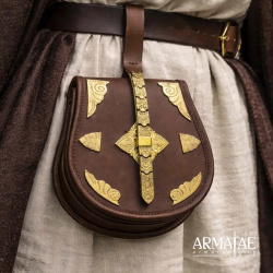 Wikinger Birka Tasche aus Leder – historische Ledertasche mit Messingbeschlägen - Bild 5