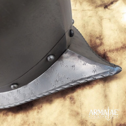 Spanischer Morion-Cabasset Helm der Tercios mit Wangenklappen – Renaissance Helm aus Stahlblech - Bild 5