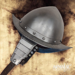 Spanischer Morion-Cabasset Helm der Tercios mit Wangenklappen – Renaissance Helm aus Stahlblech - Bild 8