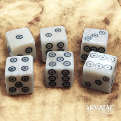 Römische Knochenwürfel (Tesserae) mit Spiralaugen – Set aus 6 Würfeln - Bild b