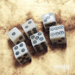 Römische Knochenwürfel (Tesserae) mit Spiralaugen – Set aus 6 Würfeln - Bild c