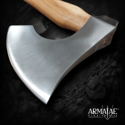 Handgeschmiedete Bartaxt mit Hickory-Stiel – Präzisionsgeschliffene Wikinger- und Bushcraft-Axt - Bild 3