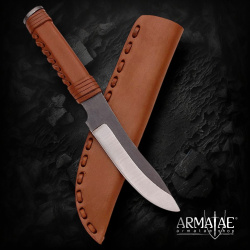 HD Feldmesser – Handgeschmiedetes Lagermesser mit 6 mm Klingenstärke und handgefertigter Lederscheide - Bild 7