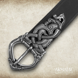 Wikingergürtel mit Aufnietschnalle – 165 cm, Schwarz/Silber oder Braun/Messing - Bild 6