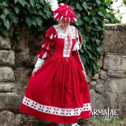 Kampfrau Kleid Rot / Weiß – Landsknechtkleid der Renaissance 1