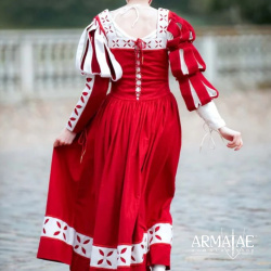 Kampfrau Kleid Rot / Weiß – Landsknechtkleid der Renaissance 5