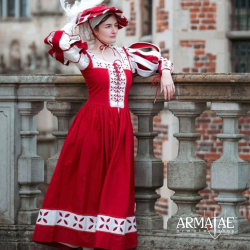 Kampfrau Kleid Rot / Weiß – Landsknechtkleid der Renaissance 9