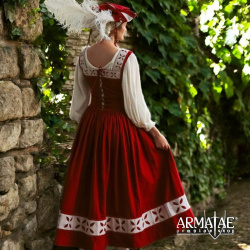 Kampfrau Kleid Rot / Weiß – Landsknechtkleid der Renaissance 8