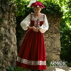 Kampfrau Kleid Rot / Weiß – Landsknechtkleid der Renaissance 4