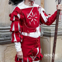 Landsknecht Wasserfallärmel Rot / Weiß – Renaissance Ärmel im Landsknechtstil 3